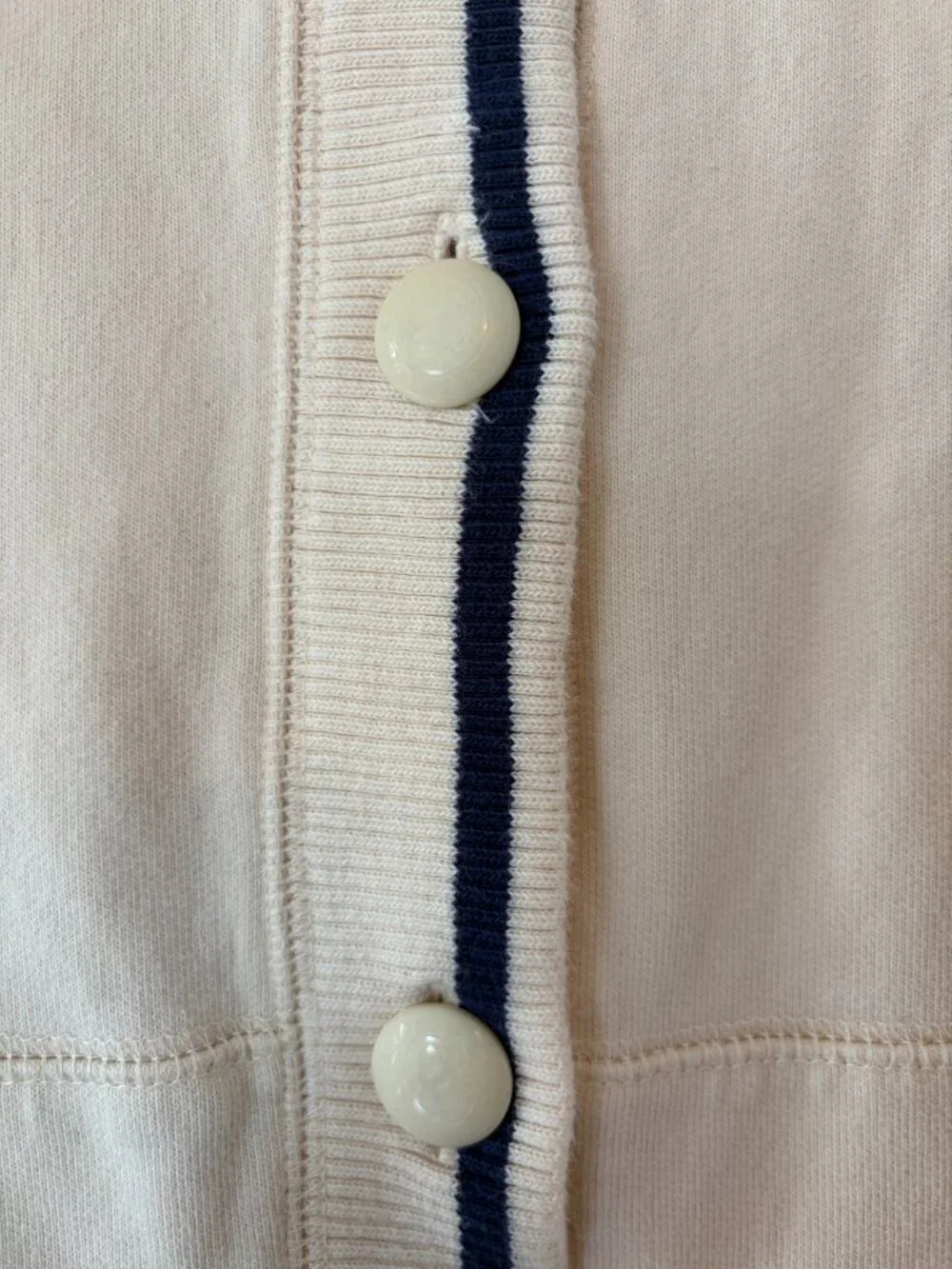 Ralph Lauren girls' sweatshirt cardigan shawl collar XL 16 cream cotton navy